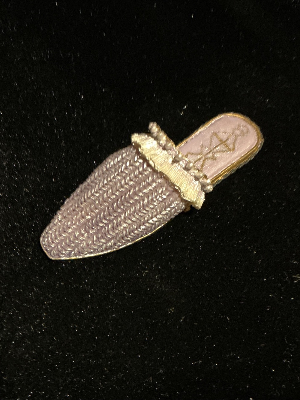 Gold-Trim Pink Enamel Slide Miniature Shoe Figurine